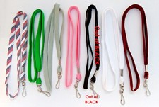 One 1 Flat Cotton Neck Strap Lanyard with Swivel Clip  Hook  You Pick Color