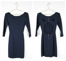 Alice And Olivia Womens Solid Dark Navy Reid Cross Back Sheath Dress Size 0