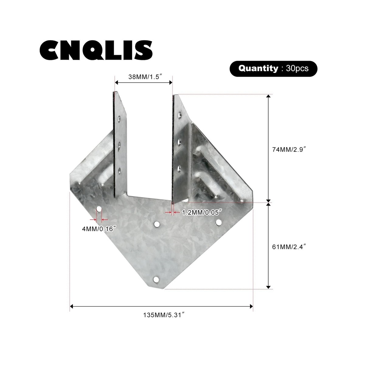 CNQLIS 18-Gauge Hurricane Tie,Heavy Duty Electrogalvanizing Joist