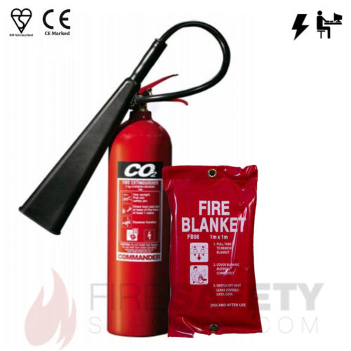 NEW 5 KG CO2 FIRE EXTINGUISHER + 1M x 1M FIRE BLANKET  - Picture 1 of 3