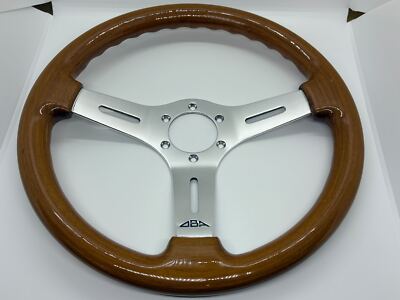 Genuine OBA Wood Steering 34.5Φ Wood & polished spokes