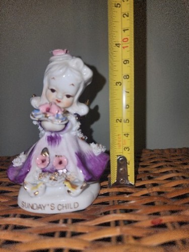 ❤VTG Lefton Purple Sunday Birthday Angel Girl Figurine w/ Orig Sticker Figurine❤ - Picture 9 of 9