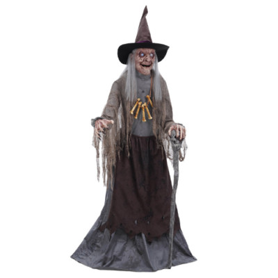 Animated Witch Prop With Servo Motor Halloween Haunted House Crone Animatronic