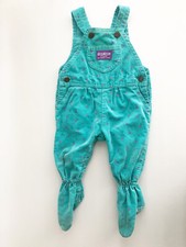 VINTAGE OSHKOSH B  GOSH VESTBAK CORDUROY BLUE FLORAL UNION LABEL MADE USA 6-9M