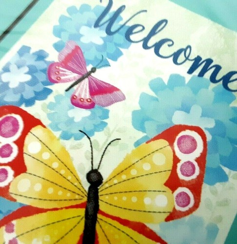 Welcome Butterfly Flowers Small Porch Garden Art Flag 12.5" X 18” Rain or Shine - 第 4/12 張圖片