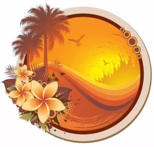 Floral tropical sunset decal Camper RV motor home mural graphic