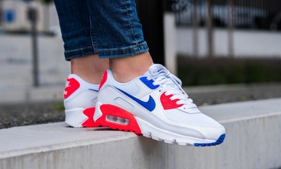 Nike Women's Air Max 90 Shoes White Racer Blue Crimson CT1039-100 Multi  Size | eBay