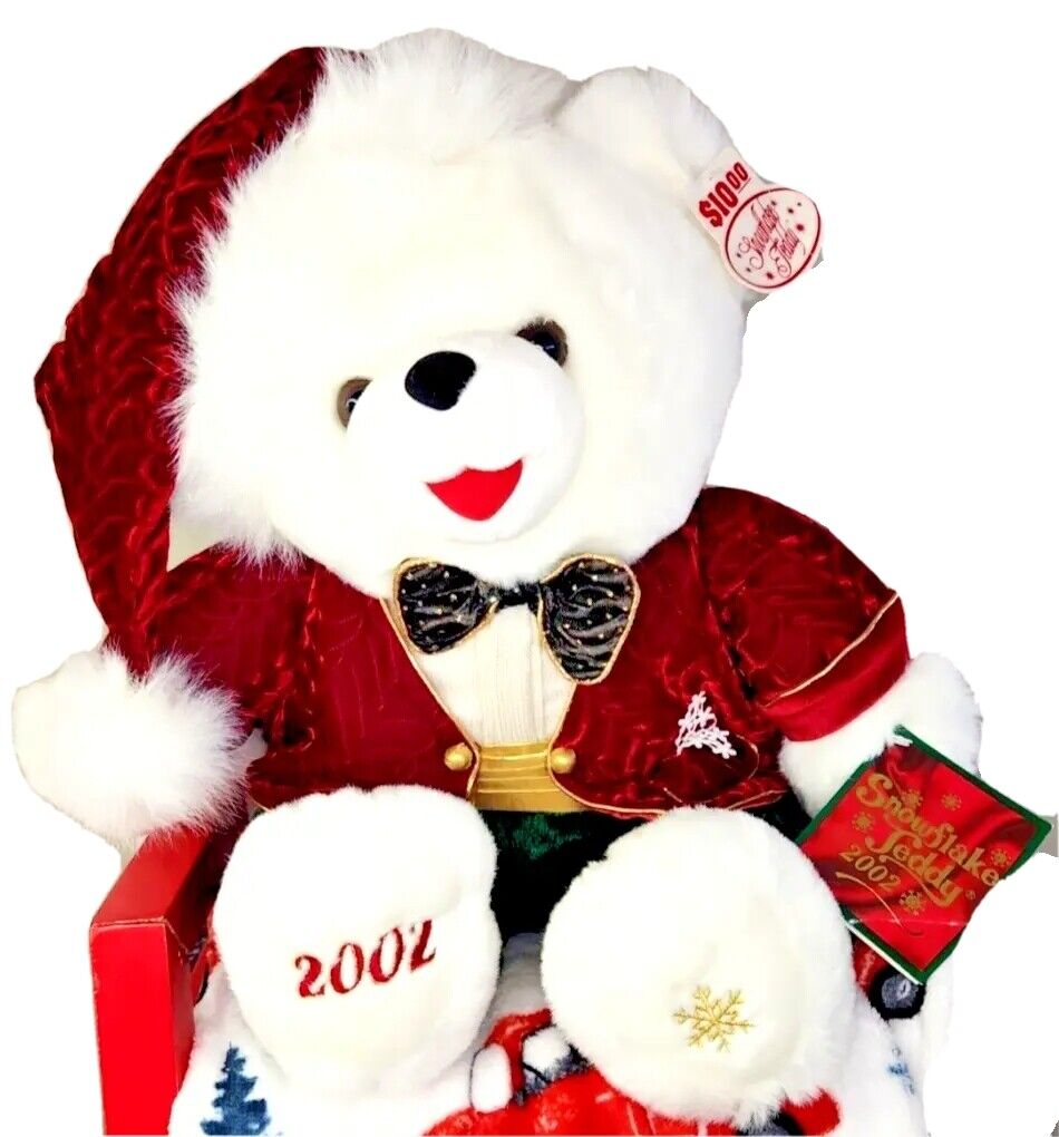 Holiday Time 15 inch Snowflake Teddy Bear 2022, Snowflake Red Jacket Boy 