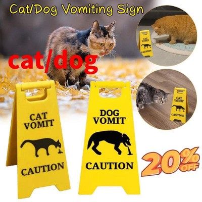 Bright Yellow Dog Vomit Sign Funny Warning Sign Durable Cat Vomit Sign.1/2X