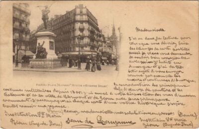 CPA PARIS 5e Place Maubert Statue d'Etienne Dolet (997785)