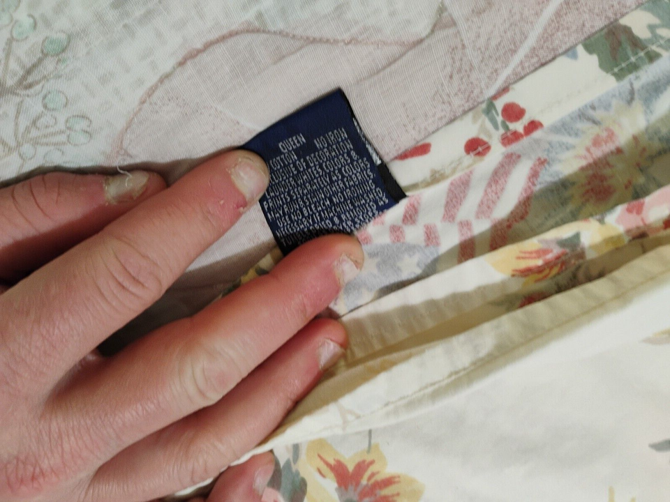 Queen Flat Bed Sheet Vintage Retired Ralph Lauren Dylans Grove