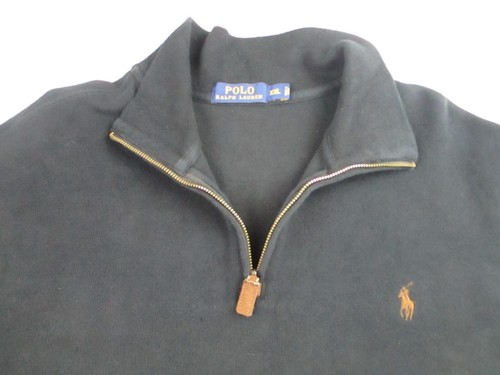 Polo Ralph Lauren Sweater Mens Size XXL Black 1/4 Zip Brown Pony Pullover 2XL - Picture 2 of 9