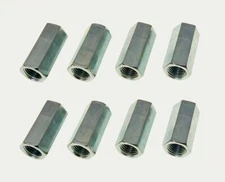 8 Pack 3/8-24 X 1-1/8" Long Fine Thread Hex Coupling Nut with Zinc Plate