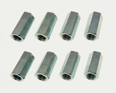 8 Pack 3/8-24 X 1-1/8'' Long Fine Thread Hex Coupling Nut with Zinc Plate
