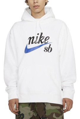 Nike Men's SB Skate Pullover Hoodie Sweatshirt (White/Black/Blue) CW4383-100  | eBay
