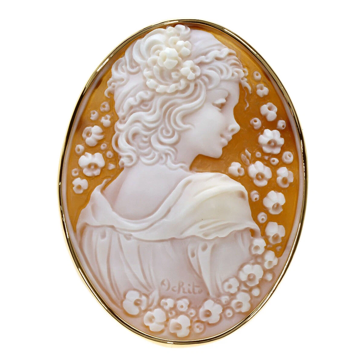 Pendant Top Cameo Achito Brooch K18 Yellow Gold 15.9g | eBay
