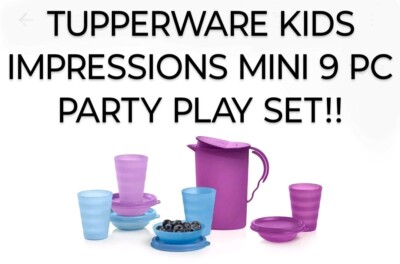 Tupperware Mini kid's Impressions Tea Party Toys 9 pc WORKS ''JUST LIKE MOM'S'' 