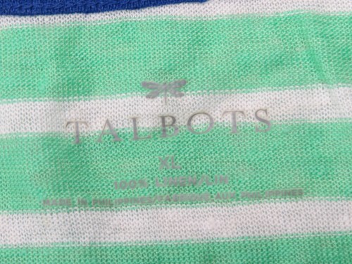Talbots Womens Top XL Striped Linen 3/4 Sleeve Trim Oversized Comfort Casual EUC - Picture 3 of 8