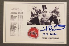 Wilf Paiement Auto Signed 4 x 6 1977 Team Canada  Photo + Panini Sticker