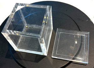 4" SQUARE THICK Covered Lucite Clear Acrylic Cube Bin Retail Display