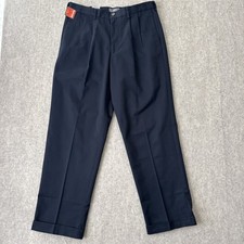 NWT Dockers D4 Comfort Relaxed Fit Pleated Pants Mens 34x32 Dark Blue Cuffed