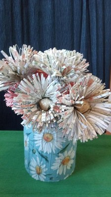 30 x   Papier Blumen mit Floristen Draht, 9 cm, bunt ELIT ETNO DEKORATIONEN