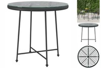 Esstisch Schwarz Ø80 Cm Hartglas Und Stahl Gartentisch
