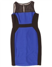 VINTAGE Womens Sleeveless Bodycon Dress UK 10 Small  Blue Colourblock CM13