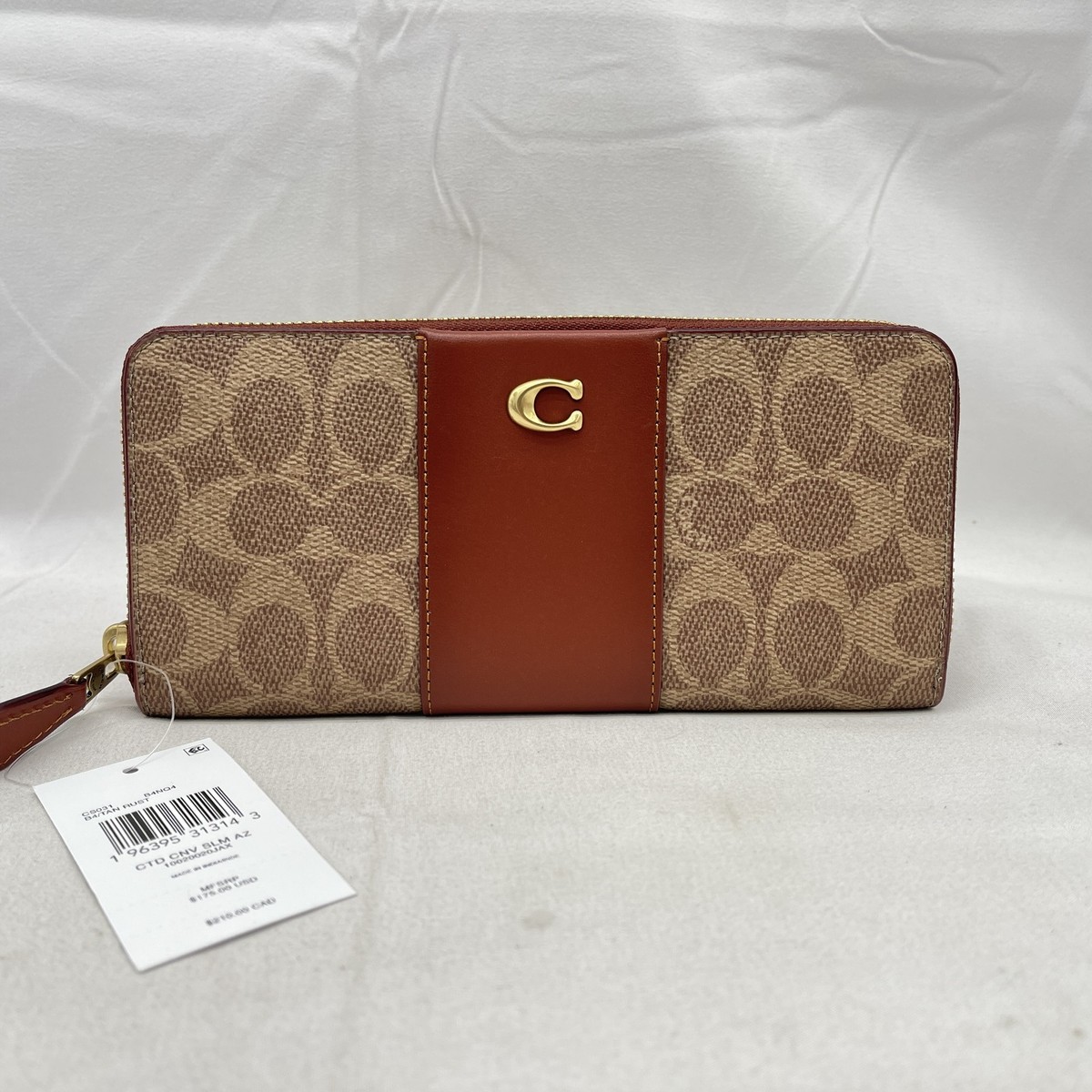 Coach Womens Essential Slim Accordian Zip Wallet Signature Canvas