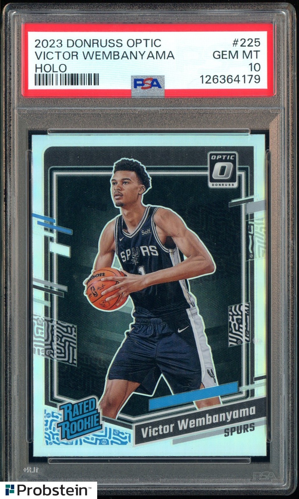 2023-24 Donruss Optic Holo #225 Victor Wembanyama RC Rated Rookie PSA 10