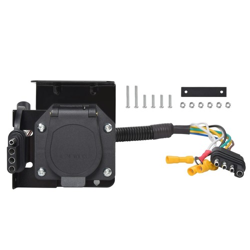 4 Pin to 7 Pin Trailer Adapter with Mounting Bracket Round RV Blade Plug Socket - Picture 12 of 20