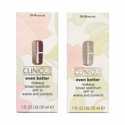 2 pcks Clinique Even Better Makeup SPF 15 Liquid Foundation CN 08 Linen 30ml