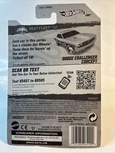2012 Hot Wheels Dodge Challenger Concept Green – Heat Fleet #153/247 - Picture 6 of 6