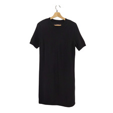 Quince Mongolian Cashmere Short Sleeve Mini Dress Black Basic Sleeved S