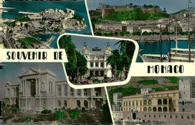 Vtg 1958 Monaco Multi-View Postcard Spain Stamp Posted to Steger Illinois