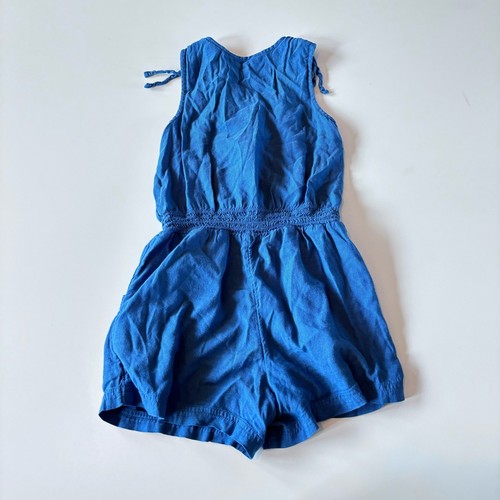 Lands' End Girls Small 6/7 Summer Romper Outfit Blue Sleeveless - Picture 7 of 8