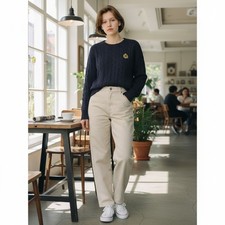 Ralph Lauren Vintage lambswool Navy Blue Cable Knit Sweater RL Crest Logo