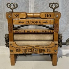 Vintage Eldora No. 110 Wooden Clothes Wringer Jno Pritzlaff Hdw Co Milwaukee Wis