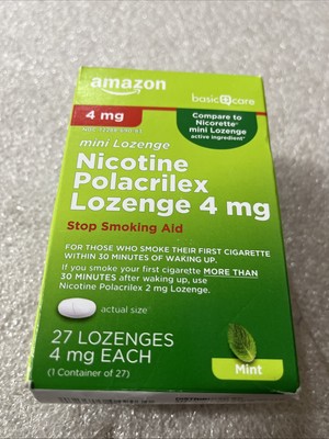 Amazon Basic Care Mini Lozenge Nicotine Polacrilex 4 mg Lozenges Exp 03/2027