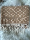 Louis Vuitton Game On Wrap Shawl Scarf Silk Wool Neutral Monogram Logo — photo 7