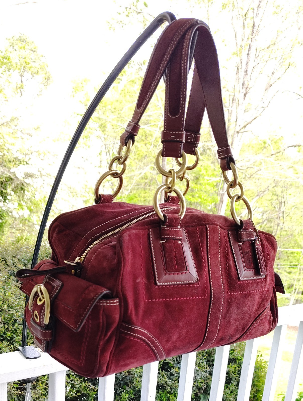 Coach SMALL 10061 Vintage Mia Soho Y2K Burgundy Suede Satchel Bag image 2