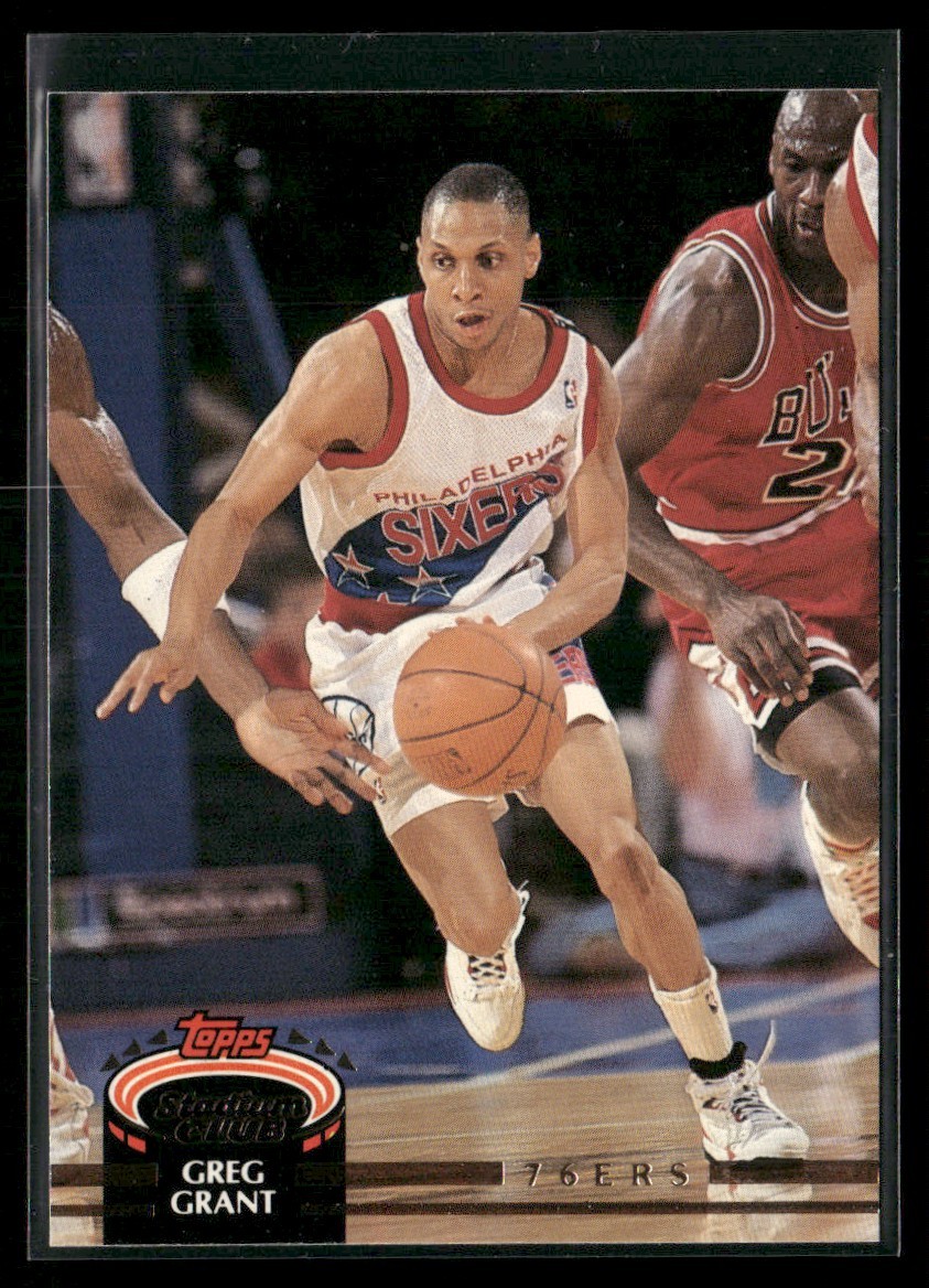 1992-93 Stadium Club Greg Grant w/Michael Jordan Philadelphia 76ers #225