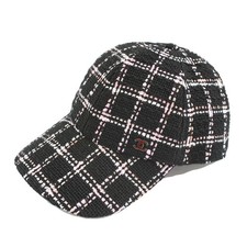 Tenpaku CHANEL Chanel Cap Tweed Hat Coco Mark Black Check Women's