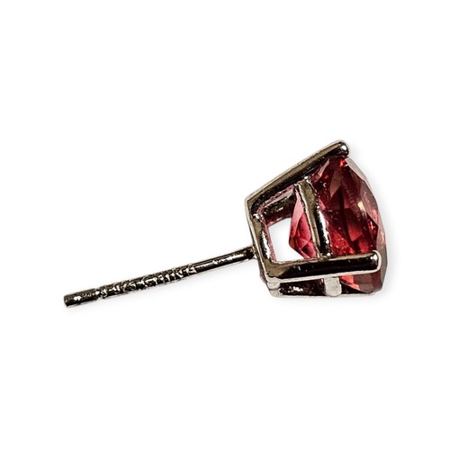 Vintage Dark Orange Tourmaline Gem Stone 925 Sterling Silver Stud Earrings 2g - Picture 2 of 6