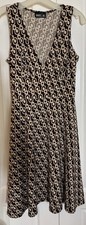 Vintage Y2K DONUTZ INC Brown Sleeveless Dress Mod Geometric Large