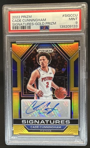 2022-23 Panini Prizm Cade Cunningham Prizm Gold Auto #/10 Pistons PSA 9