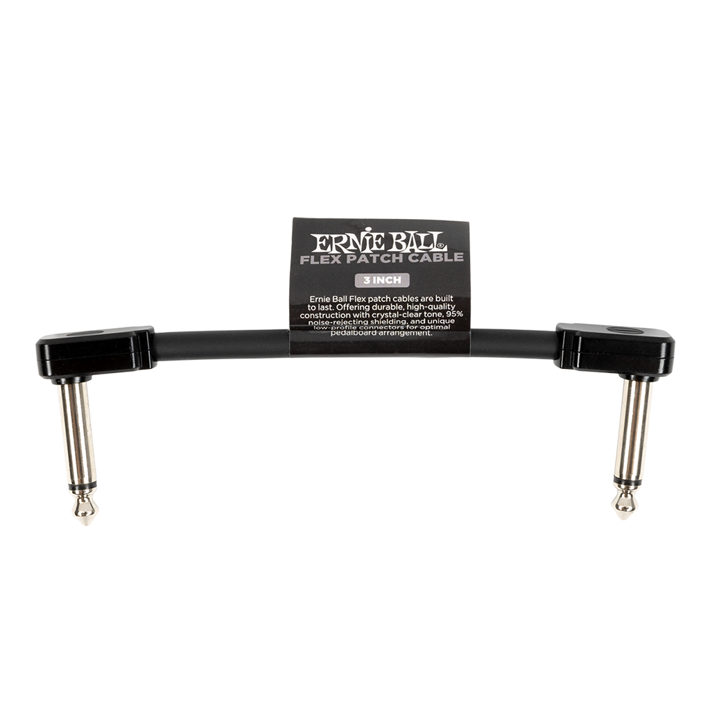 Guitar Patch Instrument Cable 3 Inch Ernie Ball Angled, Black 100% Genuine