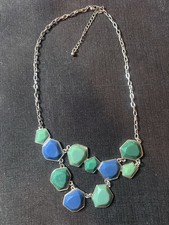 Statement Turquoise And Blue Geometric Bib Necklace