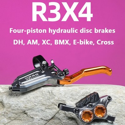 IIIPRO R3X4 MTB Bike 4-Pistons Hydraulic Disc Brake Set Front/Rear