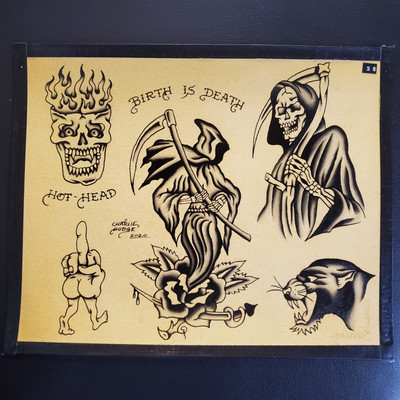 Original Tattoo Flash Sheets 11x14 Handpainted Shop Used | eBay
